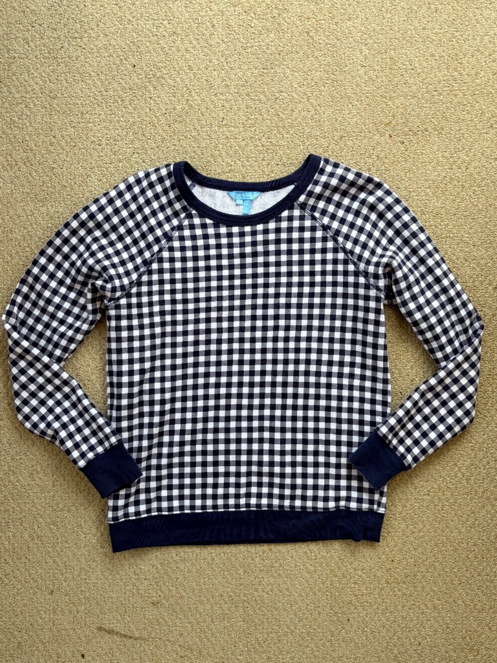 NWOT Draper James Natalie Sweatshirt Navy Gingham Size XSmall
